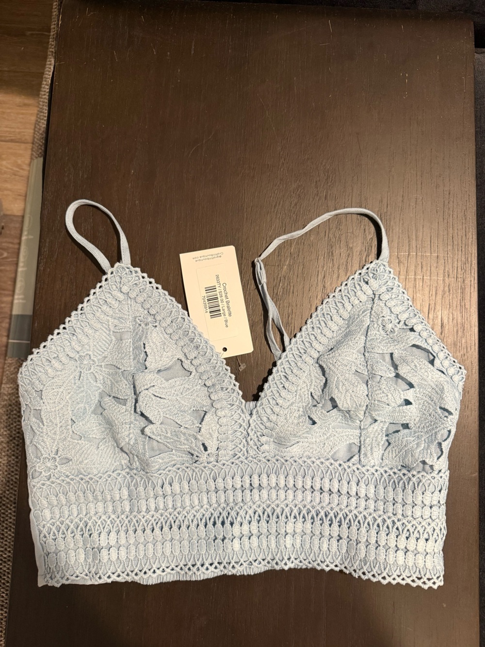 Lace Bralette Crop Top in Light Blue